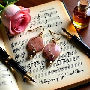 Feminine Glow: Blush Colored Stone Coins + Brown Millefiori Glass Earrings